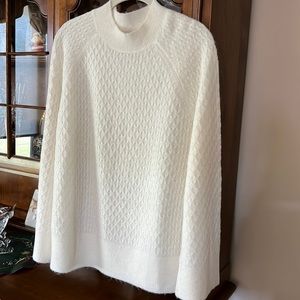 Mock neck cream color sweater/ size L/  58% acrylic-39% nylon-3% spandex